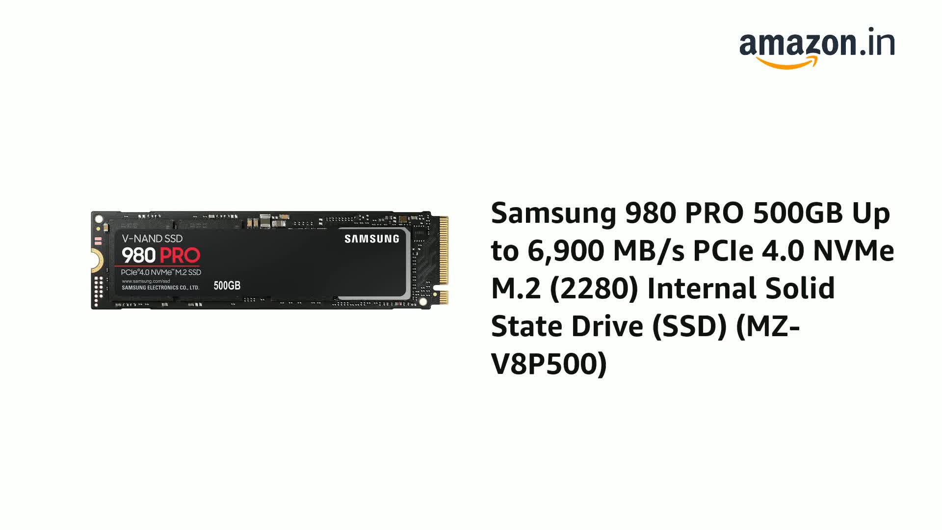 Amazon.in: Buy Samsung 980 PRO 500GB Up to 6,900 MB/s PCIe 4.0
