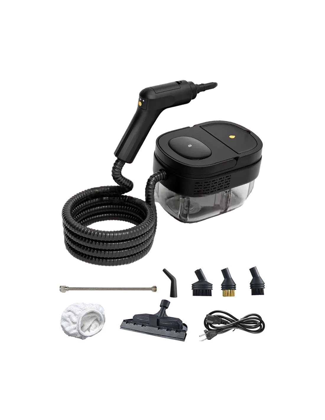 Mediawave Store Pulitore a Vapore Portatile Multiuso ad Alta Pressione 1600ml - 7 Accessori Pulizie Specifiche - Uso Domestico Vetri Finestre, Divani e Tappeti - Auto per Sedili, Tappezzeria e Angoli