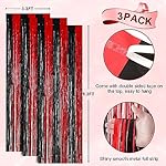 3 Pack 3.3x8.2 Feet Red and Black Foil Fringe Backdrop Curtains, Tinsel Streamers Birthday Party Decorations, Fringe Backdrop for Graduation, Casino, Red Carpet, Halloween Party - Image 3