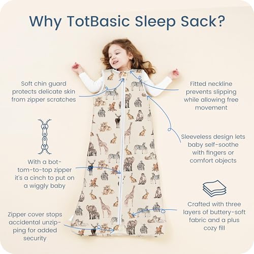 Image of Sleep Sack 0-6 Months 1.0 TOG, Swaddle Transition Sleeping Bag, Premium Baby Wearable Blanket with 2-way Safe Zipper All Season Sleep Sacks