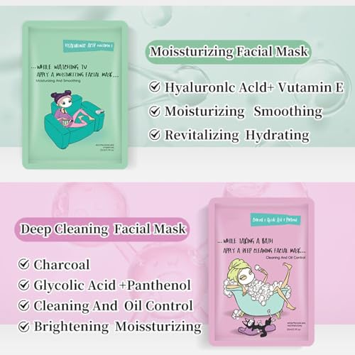6PCS Soothing Face Masks Set - Hydrating Sheet Mask with Retinol & Vitamin E for All Skin Types, Skin-Loving Essentials, Moisturiser Face Women, Birthday Gifts for Women - Image 3
