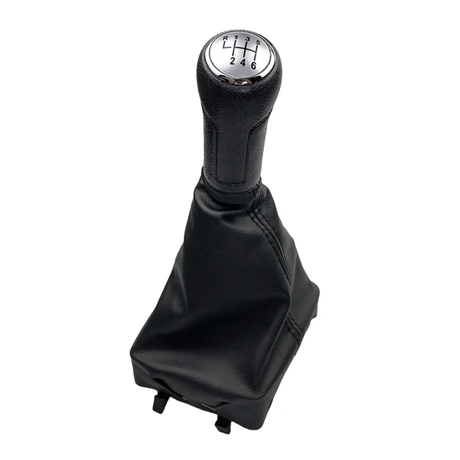 Sauanmnktp 6 Speed Silver Black Gearshift Knob For Vw For Polo 9N 9N2 9N3 2001-2009 Car Gear Shift Knob Lever Shifter Gaiter Boot Cover