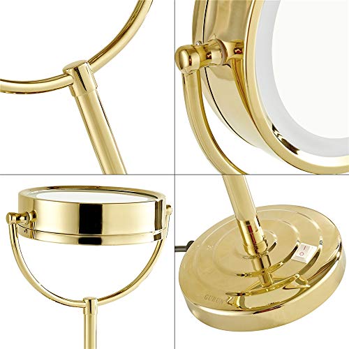 Miroir grossissant 3X AMUCK réglable avec éclairage LED double face or - 7