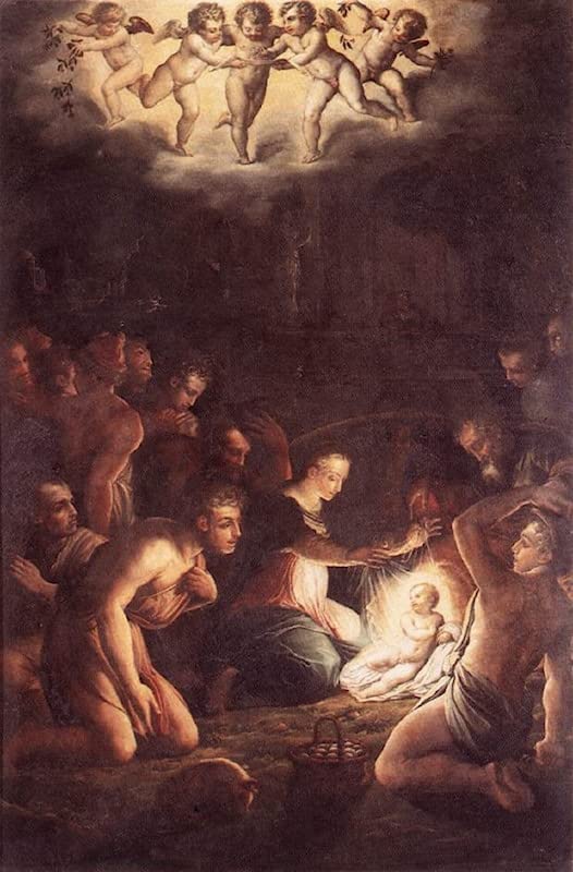 Pintura al óleo clásica en lienzo de La Natividad para decorar salas
