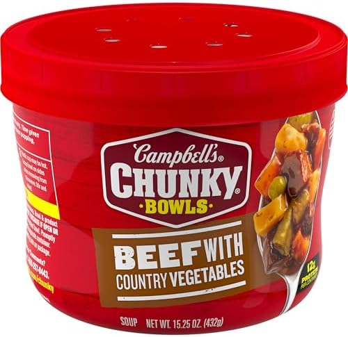 Campbell's Chunky Soup, Beef Soup with Country Vegetables, 15.25 oz Microwavable Bowl