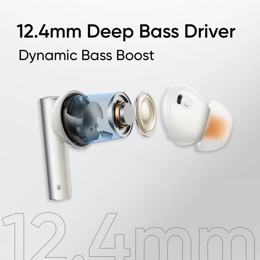 Image of Real Me Air 6 Buds | 50dB Active Noise Cancellation, Hi-Res LHDC Audio, 12.4mm Dynamic Bass Driver, 6 Mic Clear Voice Calls, 51,IP55 Waterproof,TWS for Apple & Android (Air 6, Forest Green)