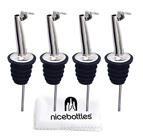 nicebottles Perfect Pour: Tapered & Hinged Flip Top Pourer, Pack of 4