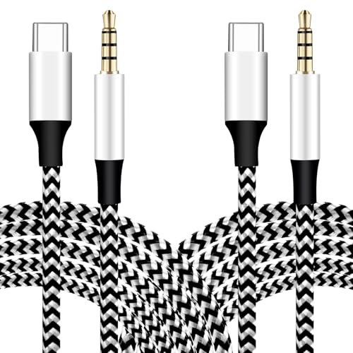 2 Piezas Cable Jack a USB C 1m, Cable USB C a Jack 3.5mm de Adaptador Coche de Estéreo Auxiliar Audio Compatible con iPhone 16/15 Pro, Galaxy S24/S23/S22 Ultra, Pixel, Huawei P40, Xiaomi
