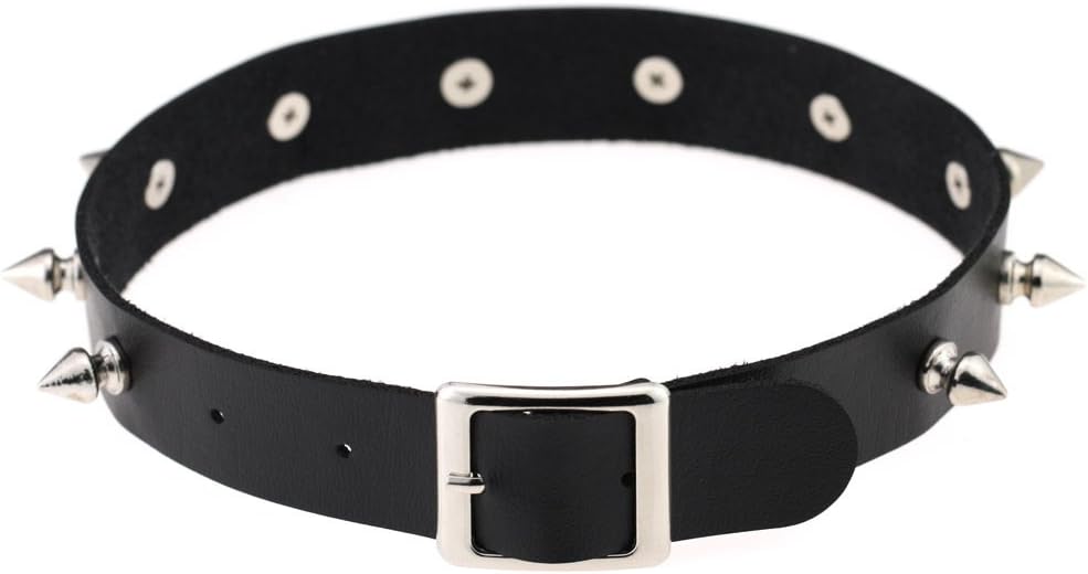 FM FM42 Multicolor PU Simulated Leather Silver-tone Spikes Rivets Collar Choker Necklace and Bracelet Set - Image 5