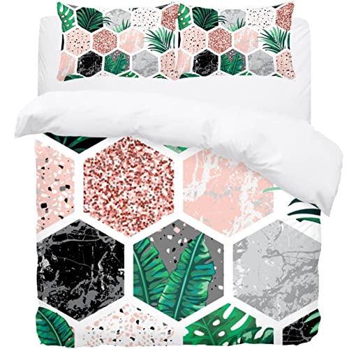 Housse de couette extra douce motif plante géométrique parure de lit - 2