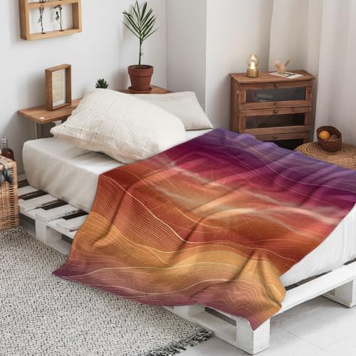 Couverture en flanelle d'automne légère motif vagues abstraites pour lit