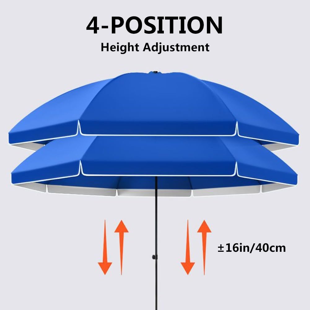 Ombrellone da esterno per patio, ideale per piscina, spiaggia, giardino, con 4 altezze regolabili e struttura a 3 strati.