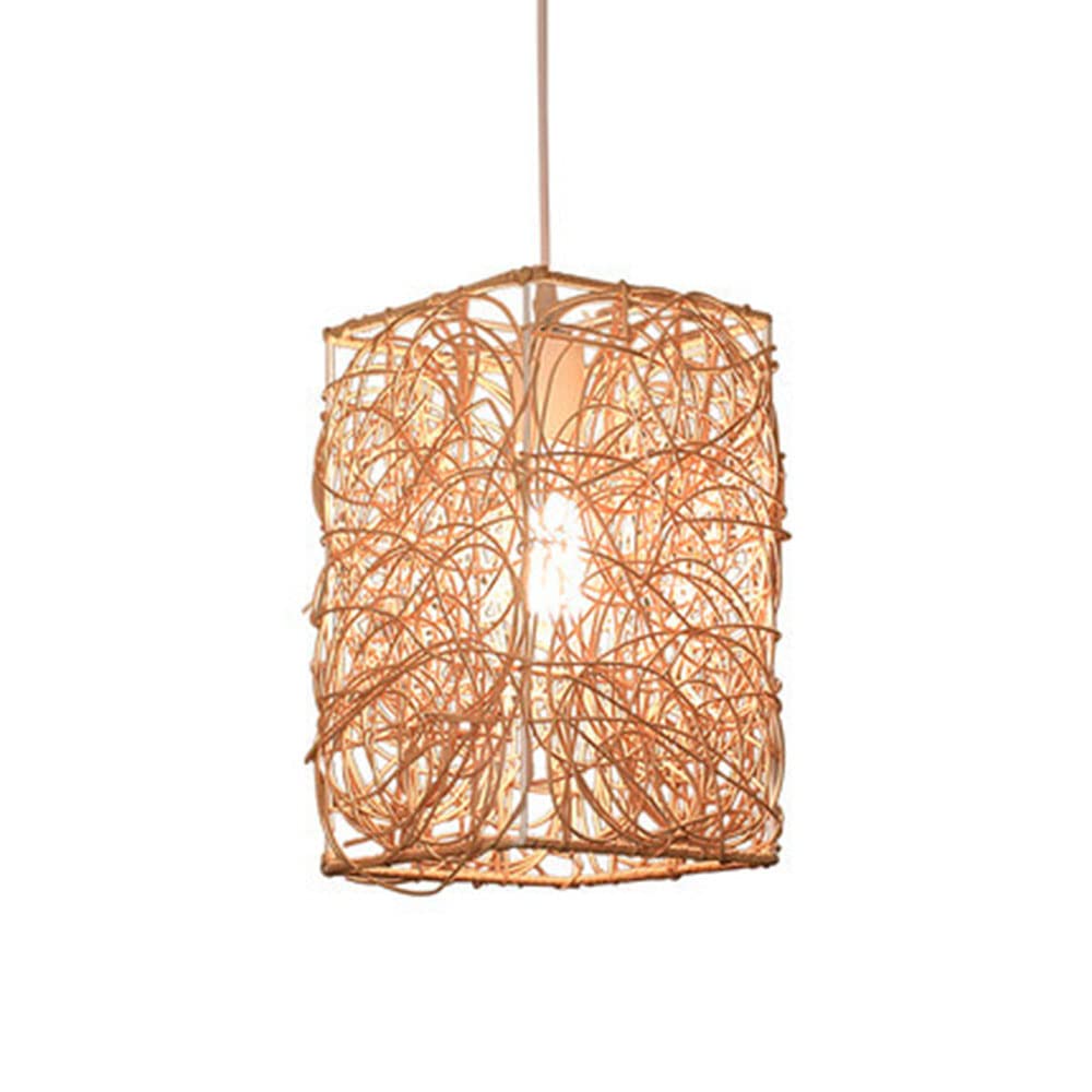 Lampe suspendue îlot de cuisine en rotin, lustre vintage pour salle à manger