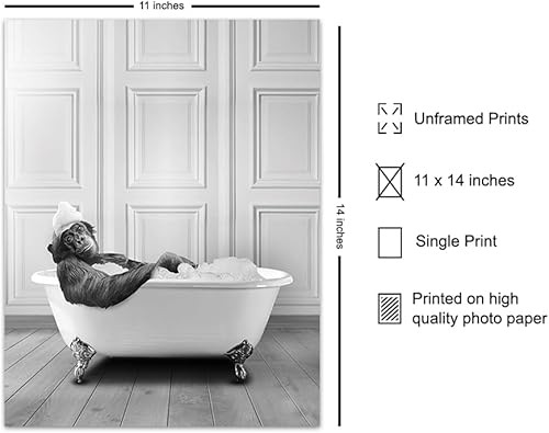 Miniatura 10 de Funny Bathroom Decor for Men, Women - Cute Modern Bathroom Accessories - Bathroom Pictures - Bath Wall Decor - Monkey Chimp Wall Art - Cool Unique