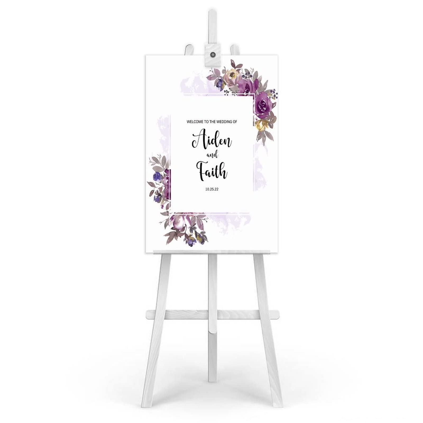 Hochzeitsschild aus Holz, mit Aufschrift "Welcome to Our Wedding", florales Hochzeitsschild, Zeremonieschild für Hochzeit, 76,2 x 50,8 cm