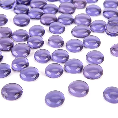DomeStar 1LB Flat Glass Marbles, Purple Decorative Marbles for Vases Aquarium Pebbles Fish Tank Rocks Vase Fillers DIY Crafts Table Scatter Decor