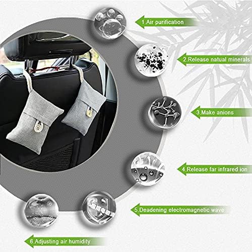 Air Purifying Bag Activated Car Air Freshener Bamboo Charcoal Bags Nature Fresh Deodorizer Moisture Absorber for Bathroom Activated Odor Absorber For Shoes Fridge Pet Home6Pack 100g Each
