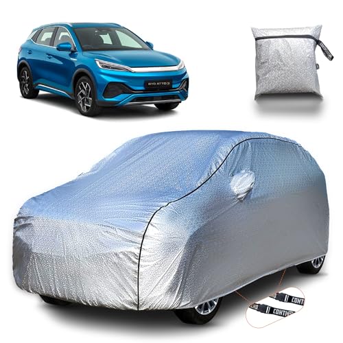 Image of Continental [SilverGuard] Dual Belts Extra Protection BYD Atto 3 Car Cover (2022-2026) Build with Triple Stitched,Waterproof & Dustproof Car Cover for Atto 3 (Metallic Silver).