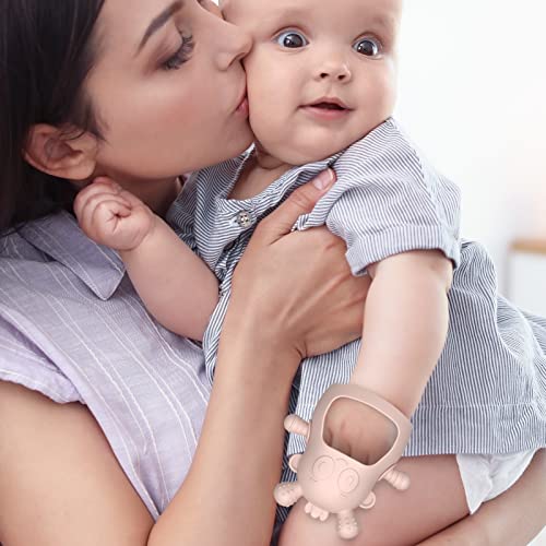 Me.fan Baby Teething Toys [2 Pack] Silicone Baby Teether Toy For Infants 3+ Months, Silicone Baby Mitten Teether For Soothing Teething Pain Relief, Baby Chew Toys Dusty Rose/Pale Mauve #TOP6