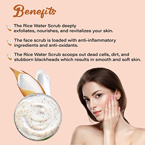 Image of Pink Root Rice Water Scrub For Men & Women Helps in Skin Whitening & Brightening Scrub|Remove Blackheads |Suitable for Daily Skin Care Routine (100g)