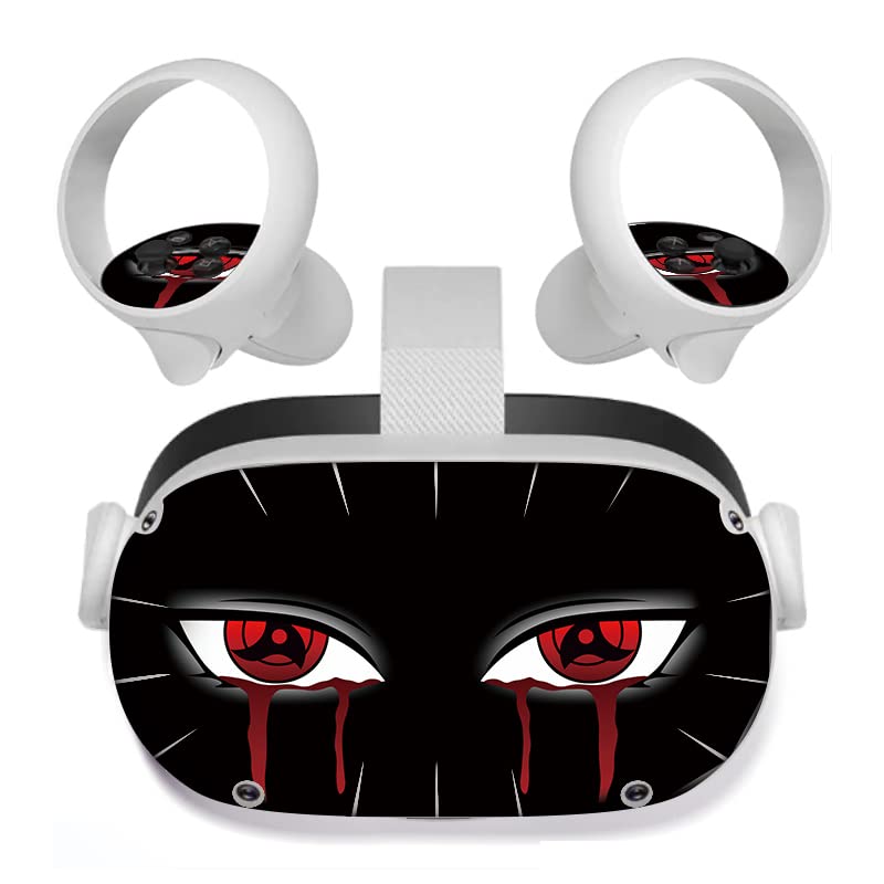 VR Oculus Quest 2 Stickers Set Anime Sharingan Vinyl Decal Skin for Virtual Reality Headset and Controllers Protective Gaming Accessories(Naruto)