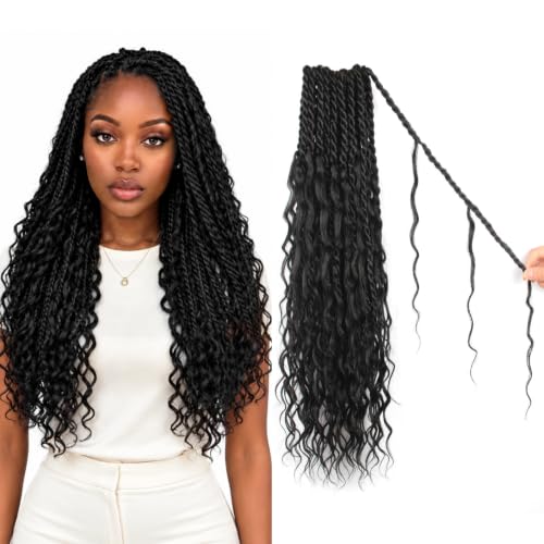 Vynoro Senegalese Twist Crochet Hair for Black Women Curly Ends 24In 1B