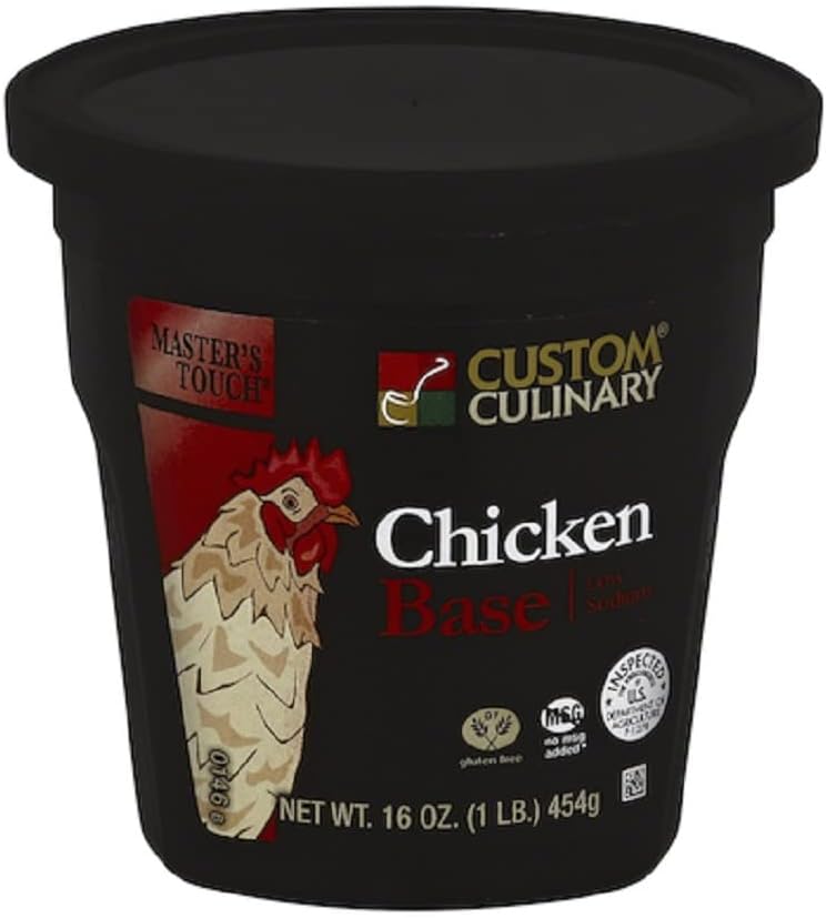 Custom Culinary Master's Touch Chicken Low Sodium Base, 16-Ounce Plastic Jars (Pack of 6)
