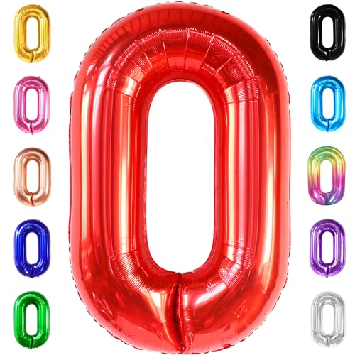Image of KatchOn Red 0 Balloon Number 40 Inch