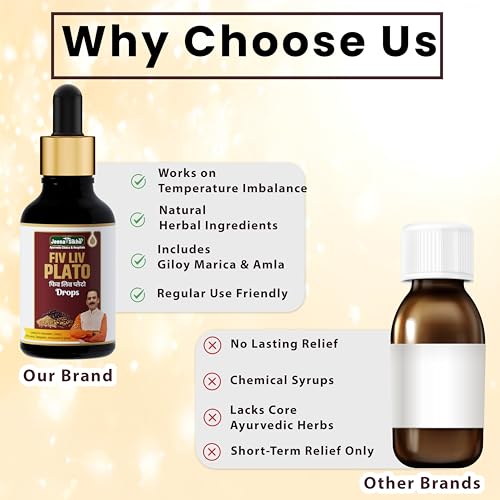 Image of Jeena Sikho FIV LIV PLATO Drops | Ayurvedic Drops for Temperature Imbalance | Flu, Immunity & Body Balance, 30ml