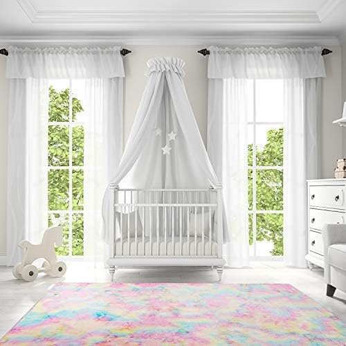 Andecor Soft Girls Bedroom Rugs, 5 x 8 Feet Large Fluffy Rainbow Area Rug for Dorm Kids Living Room Nursery Home Decor Carpet 3 51HIFF+Mm4L. AC