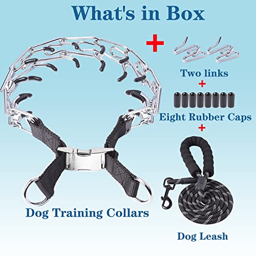 Prong Collar For Dogs, Pinch Collar For Dogs, Adjustable Dog Training Collar With Metal Quick Release Buckle For Small Medium Large Dogs (M Neck: 15"-18'' #TOP1