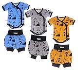  La Bortini Wickelbody Body Baby Shorts Anzug 44 50 56 62 68 74 80 86 92 98 Frühchen Reborn (blau, 74)