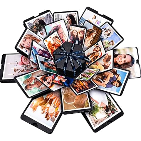 LUOCAI Explosion Box Photo Album DIY Explosion Box with 6 Faces Creative Explosion Gift Box Handmade Scrapbooking Photo Album for Wedding Birthday Valentine Anniversary Christmas Festival Day Cover