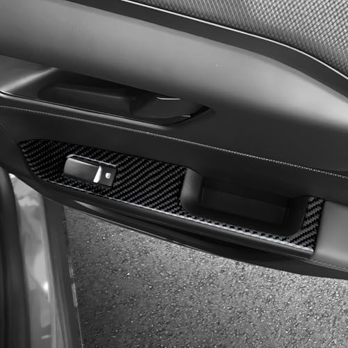 Image of Car Carbon Fiber Rear Window Lift Switch Cover Trim for Ford Bronco Sport 2021 2022 2023 2024 Interior Accessories