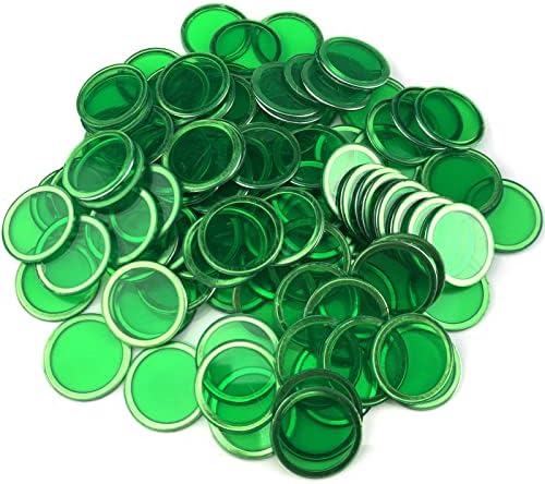 Dacefloy Magnetic Bingo Set -100 PCS Green Metal Ringed Chips/Plastic Poker Tokens/Markers/Math Counting/Science Exploration/STEM Kit/Family Game Nights…