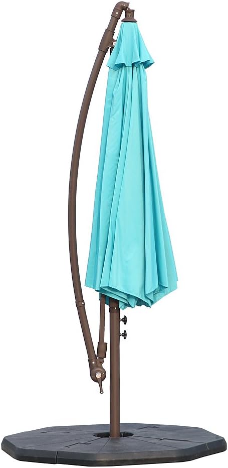 Le Papillon 10-ft Offset Hanging Patio Umbrella Aluminum Outdoor Cantilever Umbrella Crank Lift, Blue