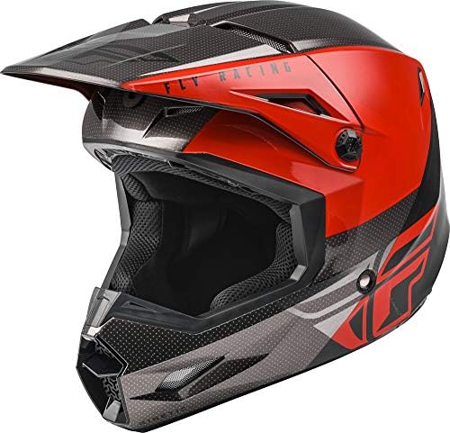 Fly Racing Kinetic Straight Edge Helmet (Red/Black/Grey, X-Small)