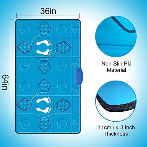 Dance Mat Game– HDMI Wireless Double user Video Game Dance Pad for Kids Adults Multi-Function Dance mat Games for TV Plug and Play,Built-in Game Console for PC TV (11MM PU, 2 Controller English)