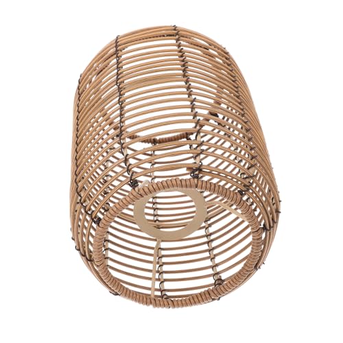 HAMPPLIES レトロスル ペンダントランプシェード 対応 フェイクラタン編み 天井用照明カバー 織り模様 おしゃれな室内装飾用 温かみのある光