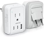 1 Adaptateur de prise de voyage européen Pack, VINTAR PD 35W Adaptateur pliable de type C avec 4 AC Sorties 3 USB Ports(2 USB C), Chargeur de voyage pour le Canada vers la majeure partie de l'Europe Italie Espagne France Portugal