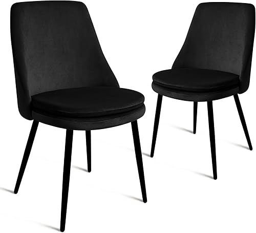 Miniatura 15 de CangLong Silla auxiliar tapizada de metal con respaldo alto, para cocina, comedor, sala de estar, invitados, dormitorio, juego de 2, beige + patas