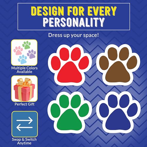 Image of Solid Design Paw Locker Magnet 5 Inch 4 Pack, Dog Lover Gift, Made in USA | Heavy duty magnetic decal for car, truck, SUV or fridge, full color UV printed