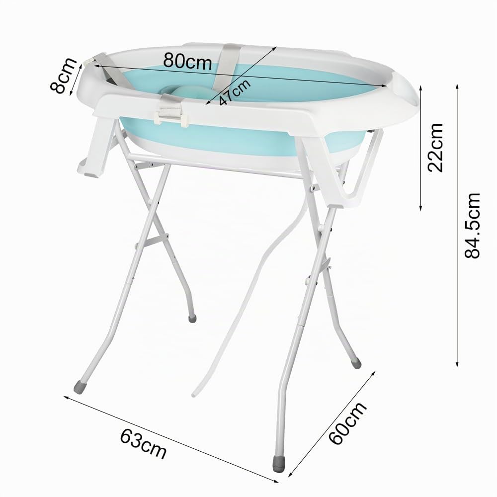 OHMG Vasca da bagno per neonati,pieghevole con supporto antiscivolo,per neonati,vaschetta bagnetto neonato,vasca neonato bagnetto,fasciatoio con vaschetta bagnetto (Verde -66 * 61 * 82cm)