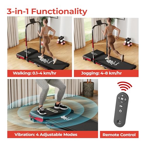 Image of Lifelong FitPro Treadmill | 4 HP Motor | Vibration Plate | LED Display | Foldable Design | Remote Control | 110 Kg Max Weight | 8 Km /h Speed | Anti-Slip Belt | Home Gym Equipment LLTM180