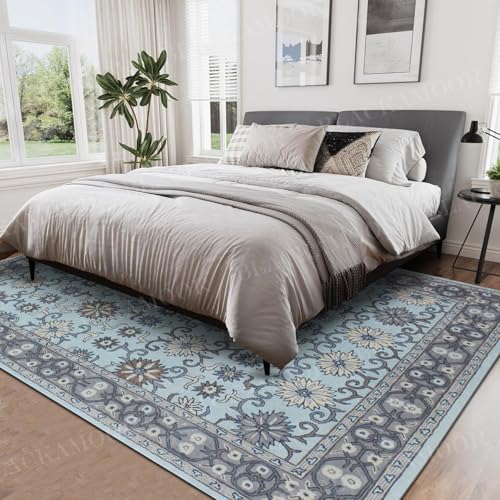 Tapis antidérapant Weavers Tabitha bleu clair pour salon - 4