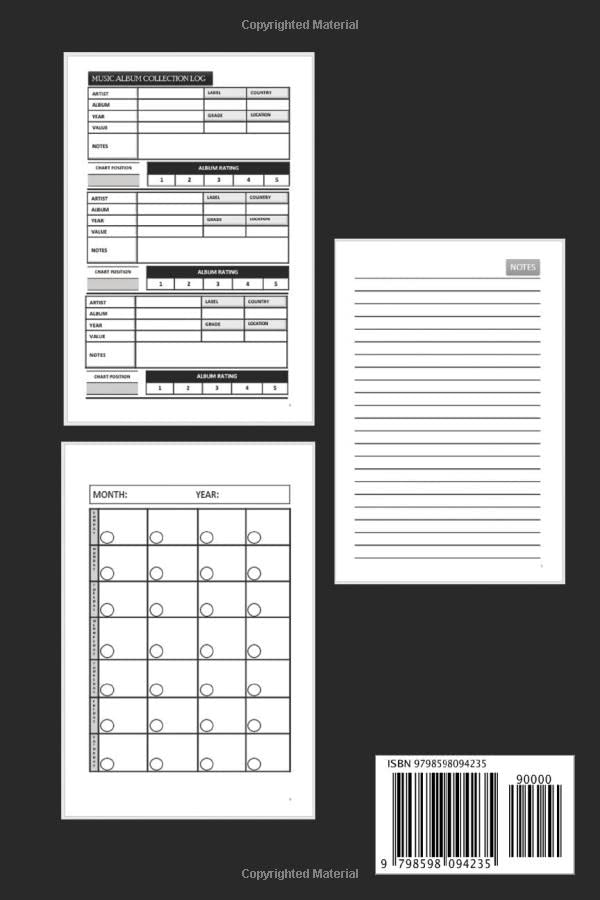 Vinyl Music Collector Log Book: CD, Vinyl & Cassette Lovers Inventory Journal Tracker To Record Your Thoughts, Rating & Reviews About Your Favorite ... Diary & Notebook With Bonus Undated Calendar image 3