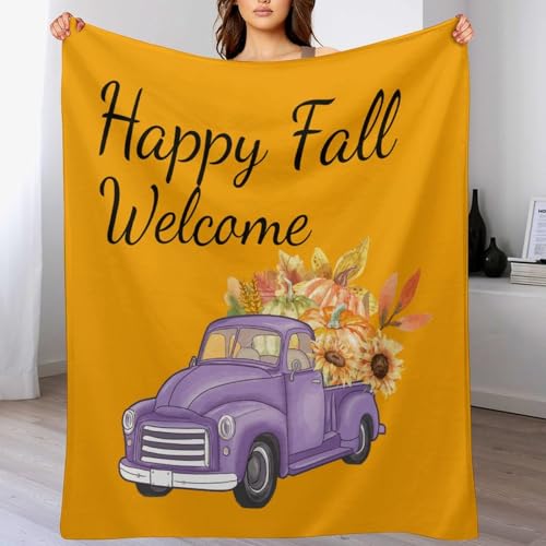 Couverture polaire Happy Fall 127x152 cm avec écusson citrouille - 7