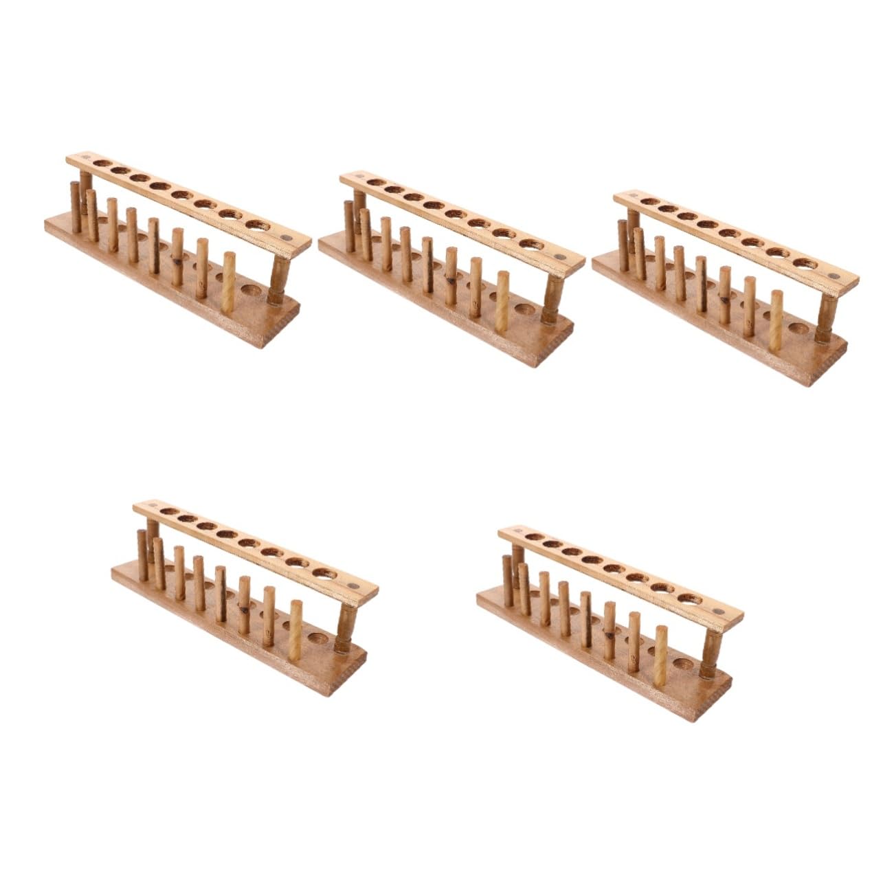 GLEAVI 5pezzi Porta Provette Legno Con Rack Per Provetta Da Laboratorio Design Elegante e Robusto Supporto Per Stoccaggio Provette Per Laboratori e Attività Scolastiche