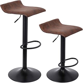 SUPERJARE Set of 2 Adjustable Bar Stools, Swivel Barstools Chair, Retro Brown - coolthings.us