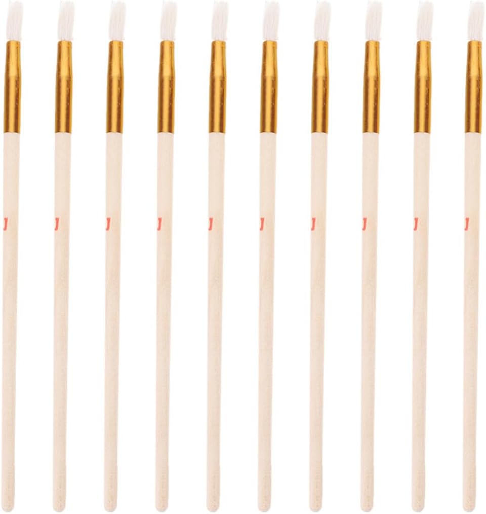 10pcs Wooden Garden Pollinator Brush Beige Soft Bristles